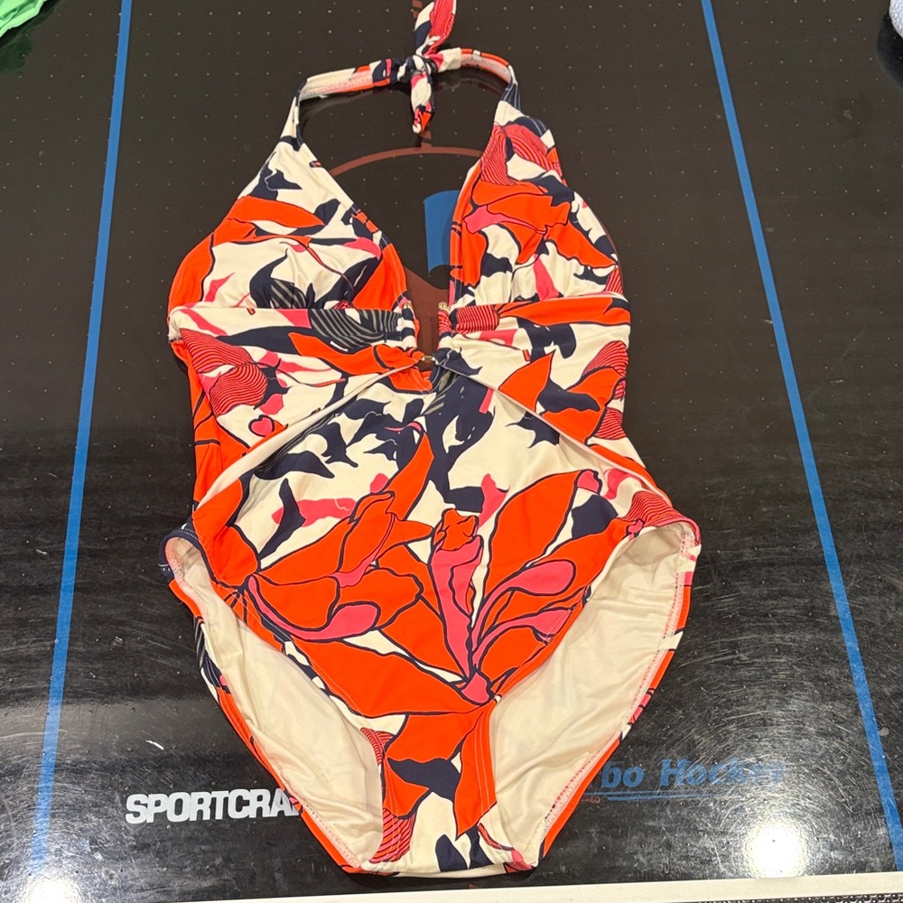 Vince Camuto Red and Blue Floral One Piece Swimsuit